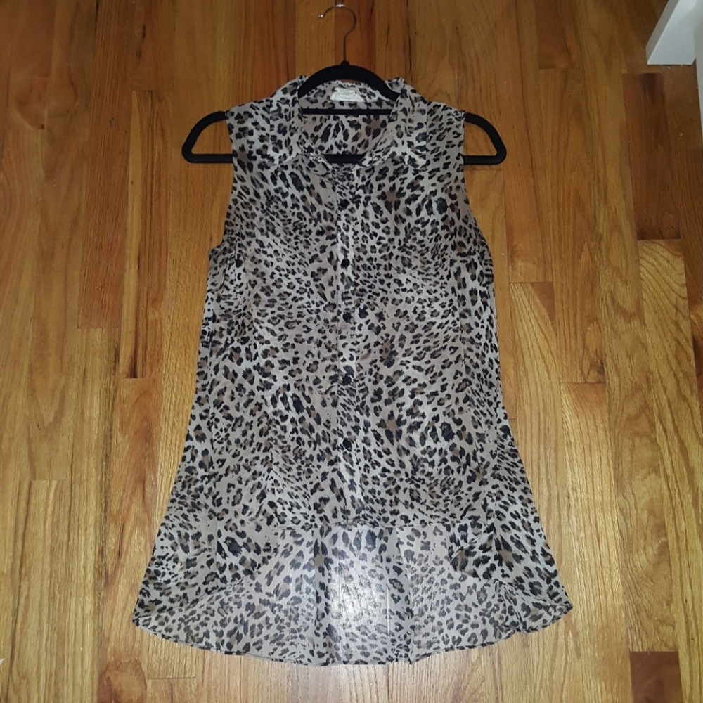 High-Low cheetah button up